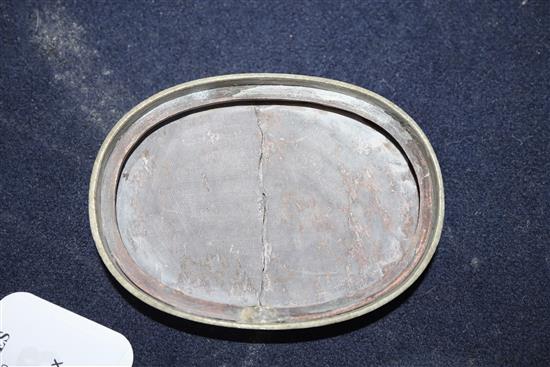 An early 20th century Chinese Paktong oval ink box